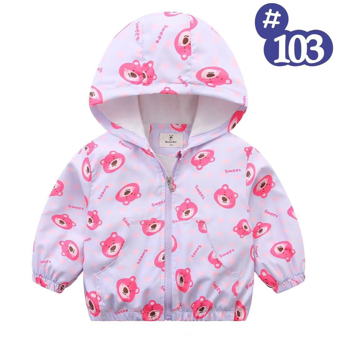 Áo gió lót cotton Ravedye Bear nhiều hình Bé Gái size 100 - 140
