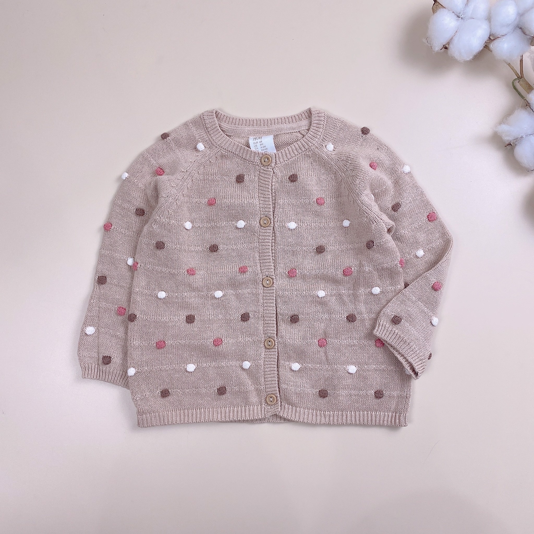 Cardigan len HM nhí nổi hạt gạo 4 màu BG size 2m - 4y