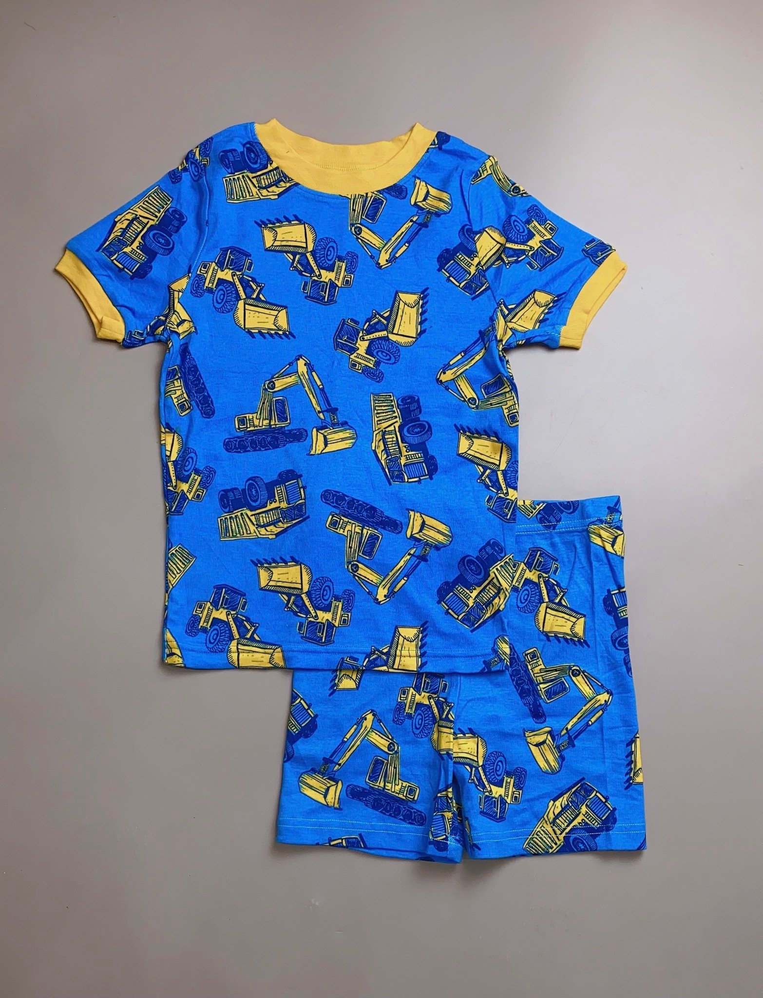 Bộ cotton Kirkland BT - màu xanh coban hình máy xúc in tràn