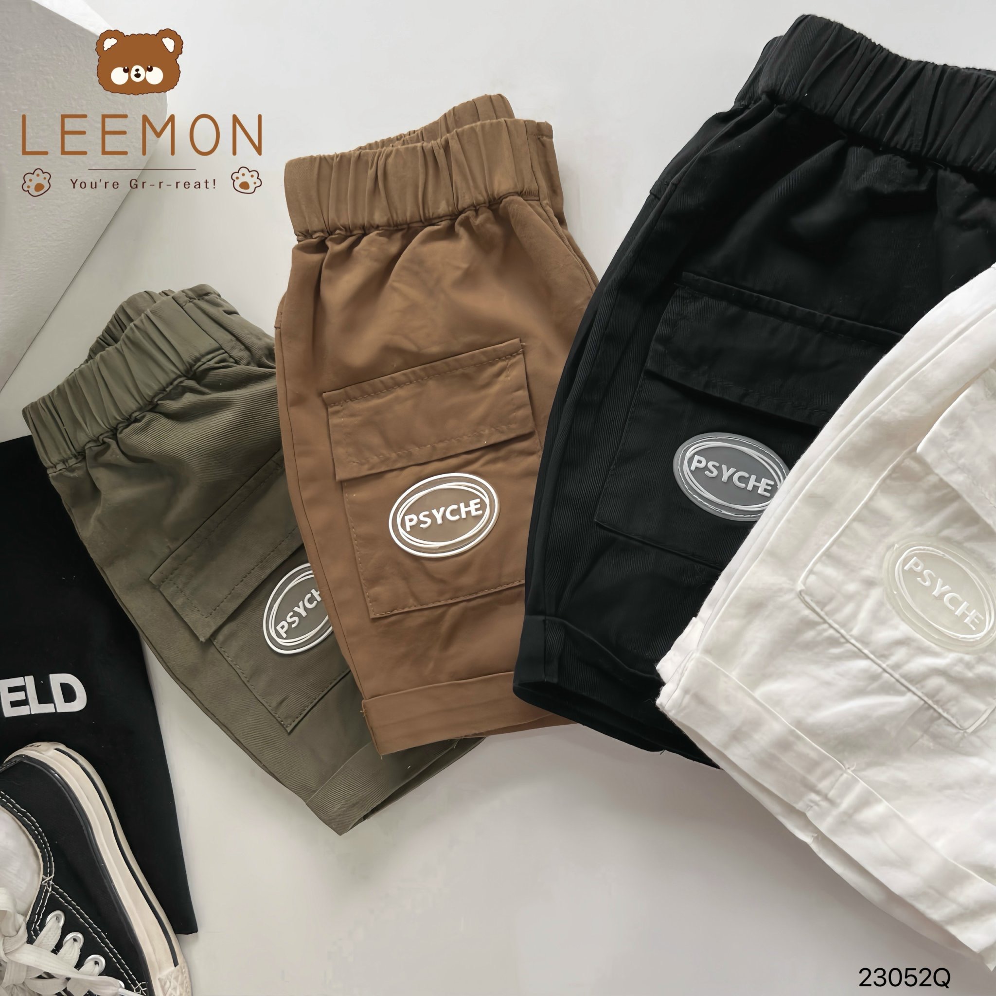 Quần short kaki Leemon túi hộp nhiều màu BT size 80-130