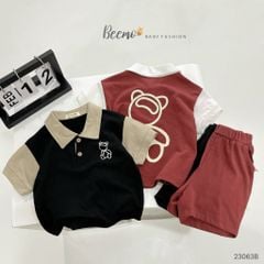 Bộ Beemo polo cộc tay in gấu cá tính BT size 80-130