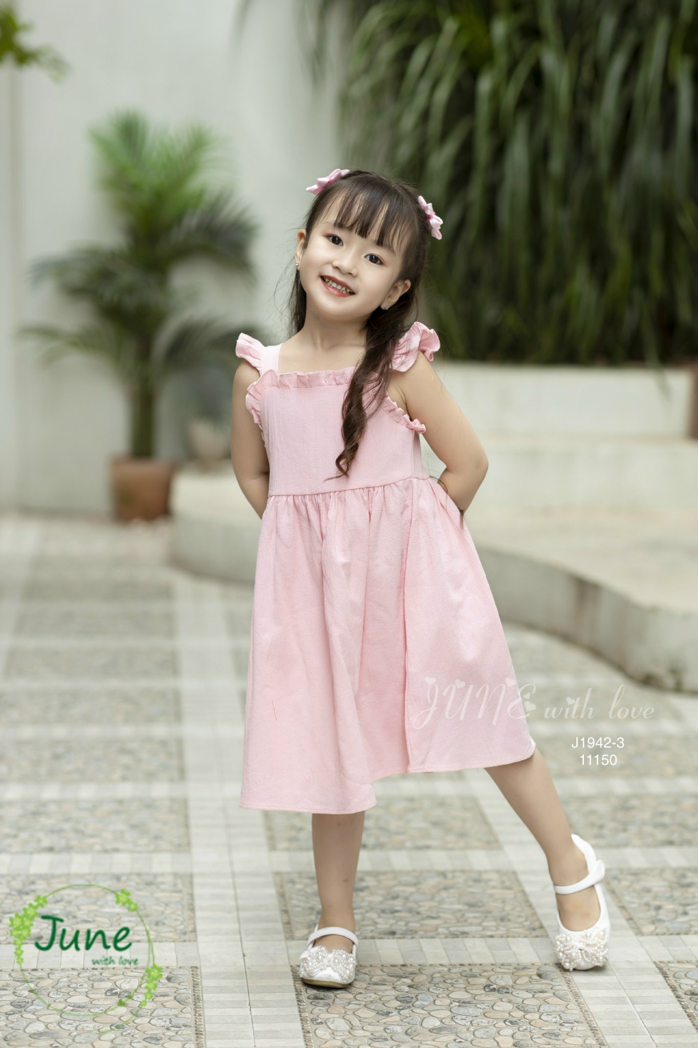 Váy thô đũi June hay dây vai cánh tiên trơn nhiều màu BG size 1-10y