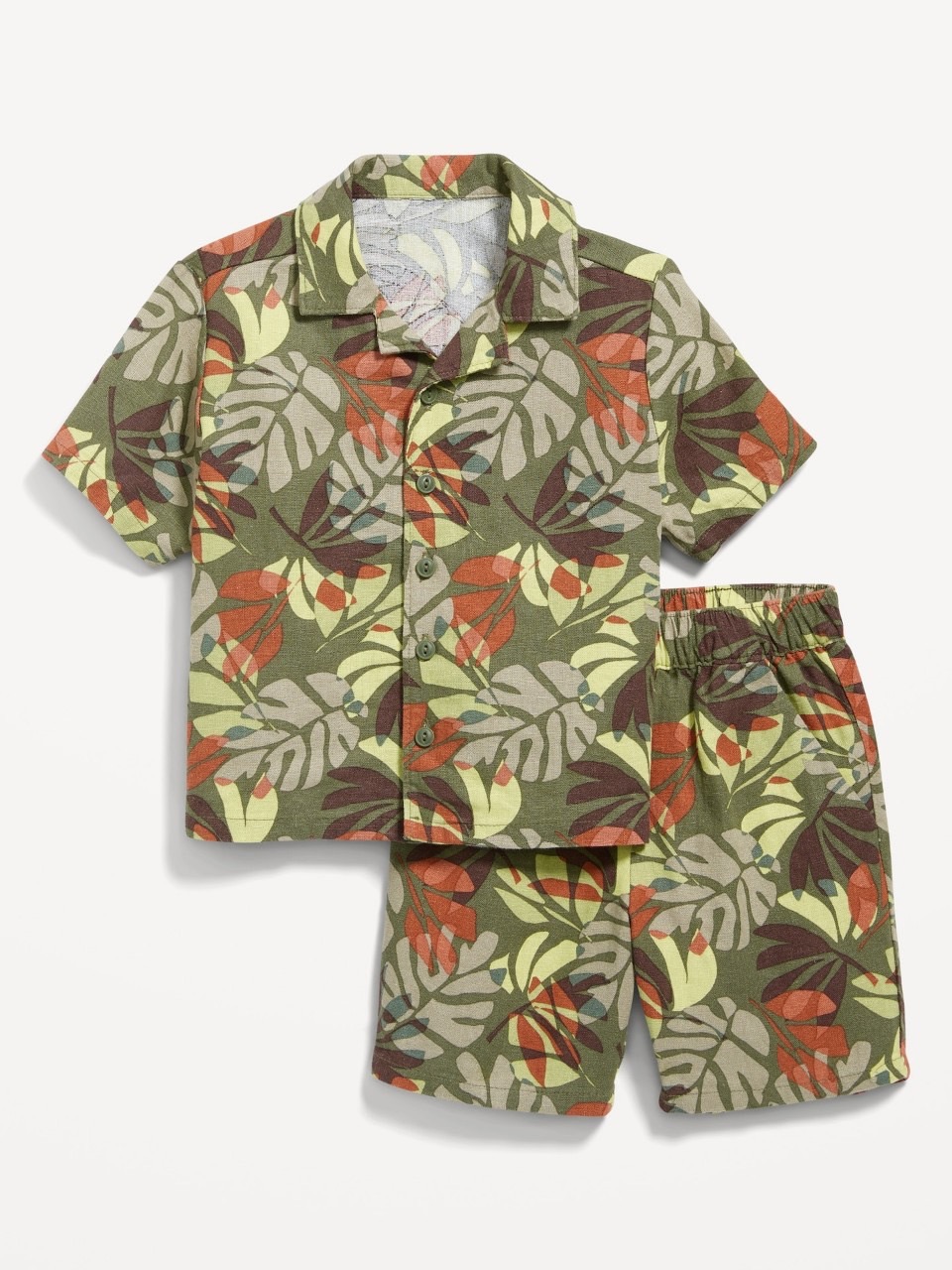 Bộ linen ONV áo sơ mi nhiều hình dòng nhí BT size 3m - 5y
