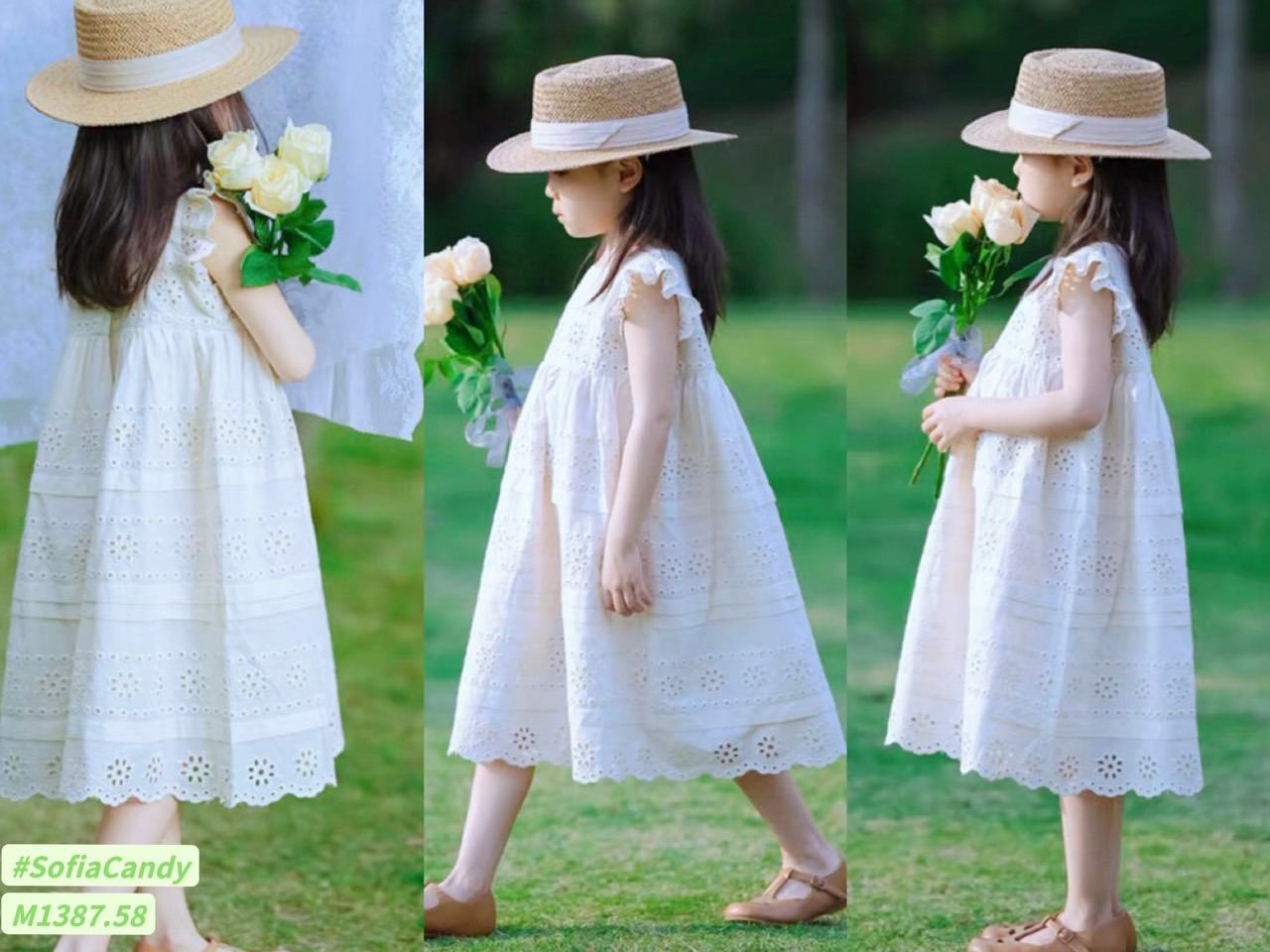 M1387.58 - Váy Mia Kids trắng thêu tay cánh tiên size 1-10y