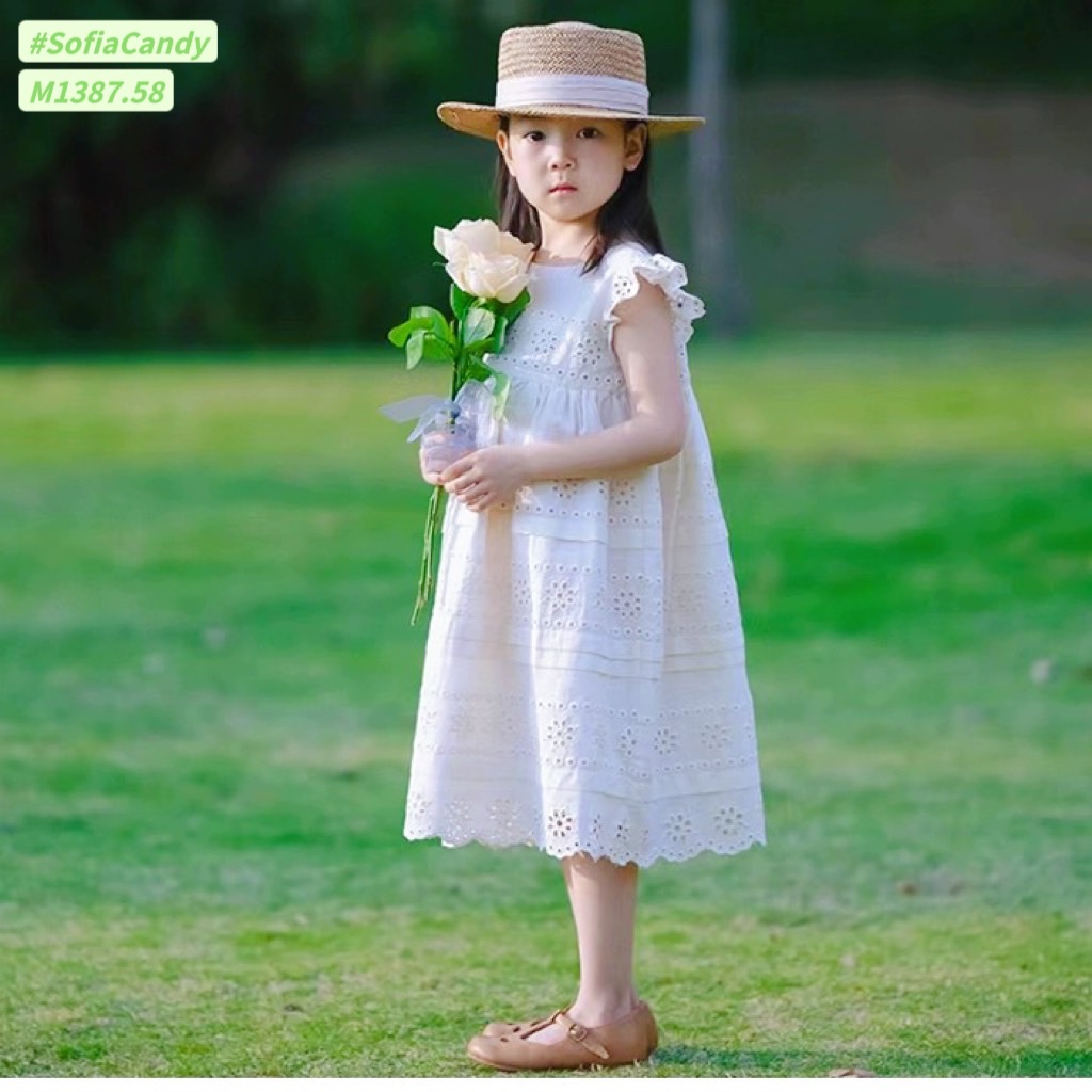 M1387.58 - Váy Mia Kids trắng thêu tay cánh tiên size 1-10y