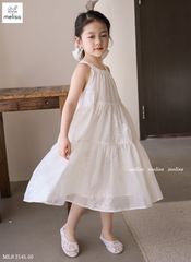 Váy trắng cổ yếm Melisa vải tơ hoa quỳnh thêu BG size 2-11y