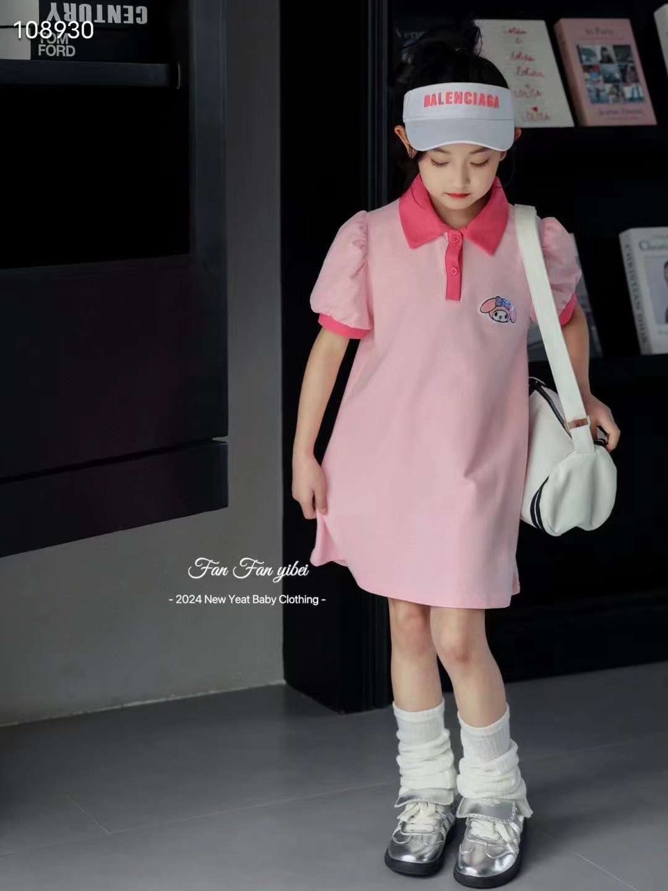 Váy Polo cổ đức tay bồng Kuromi 2 màu hồng/tím BG size 110-150