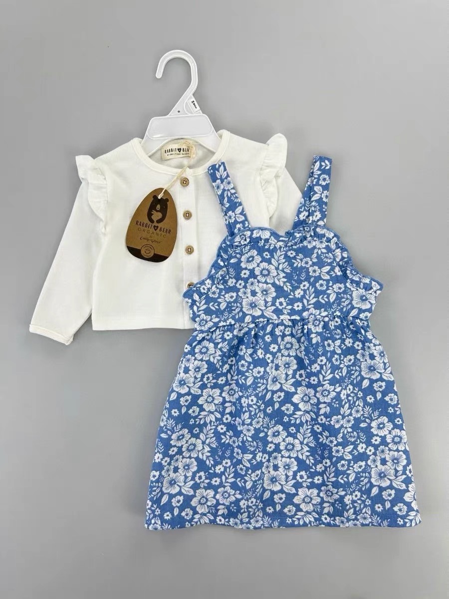 Set 2ct Rabbit Bear váy hai dây muslin + áo khoác BG size 3-24m