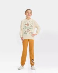 Bộ nỉ bông Disney Mickey Be Kind áo be + quần vàng size 5-14y