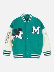 Áo khoác bomber Pri.mark màu xanh mickey phối tay trắng bé trai size 1-8y