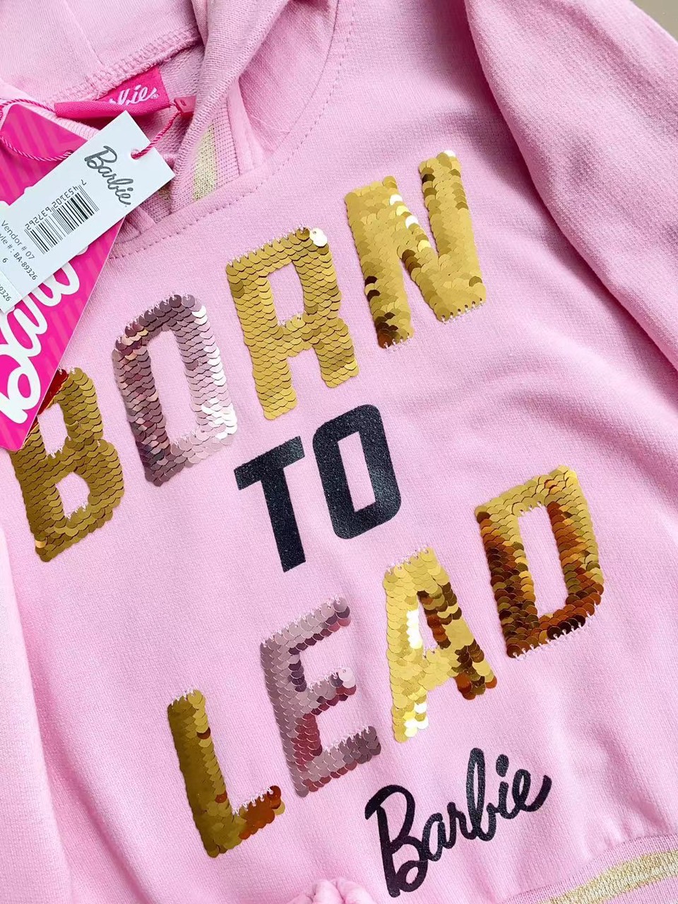 Bộ nỉ Barbie Born to lead dư xịn 2 màu cho bé gái size 4-12y