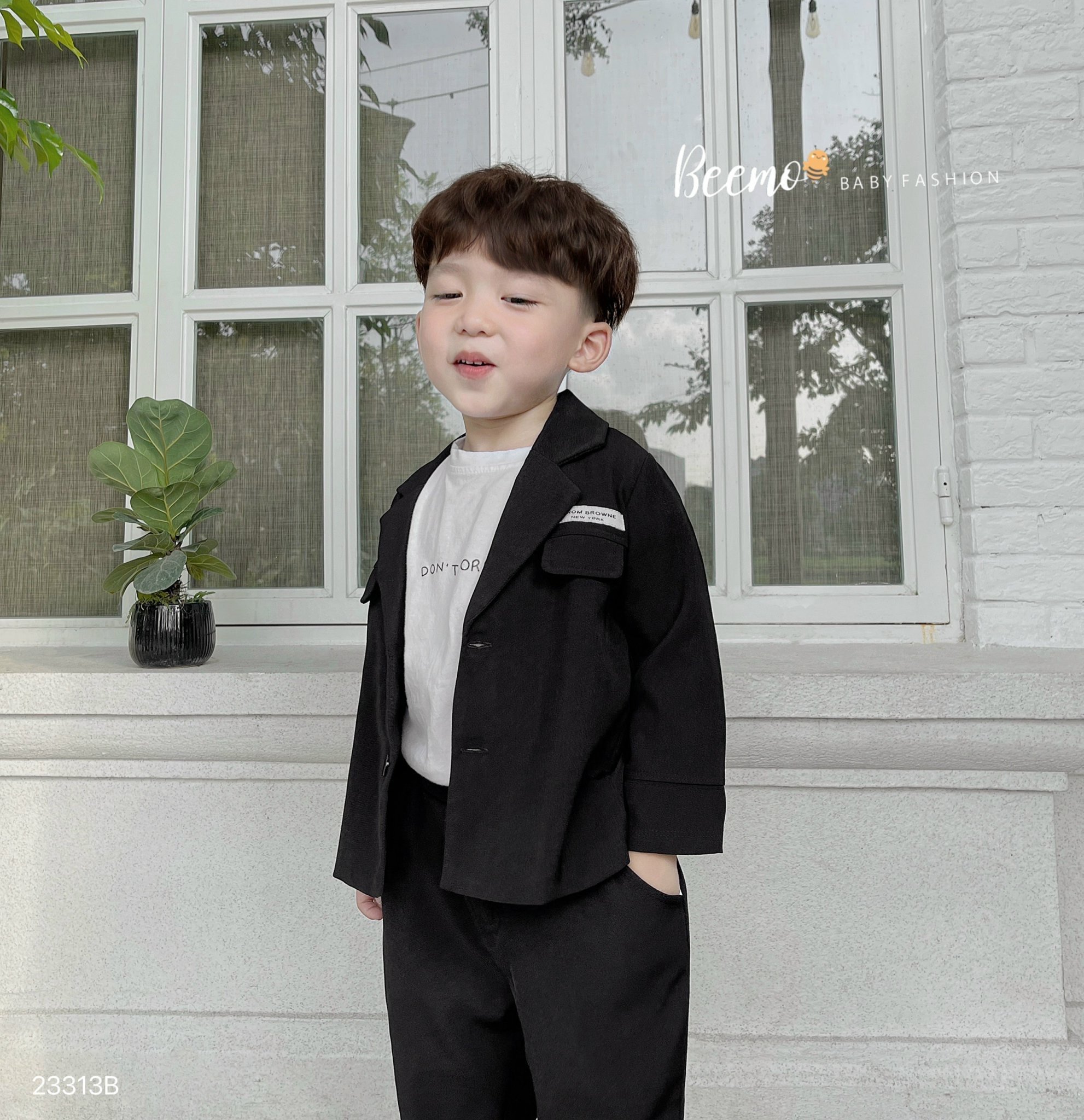 Set vest Beemo công tử 2 khuy phối nắp túi bé trai size 80-130