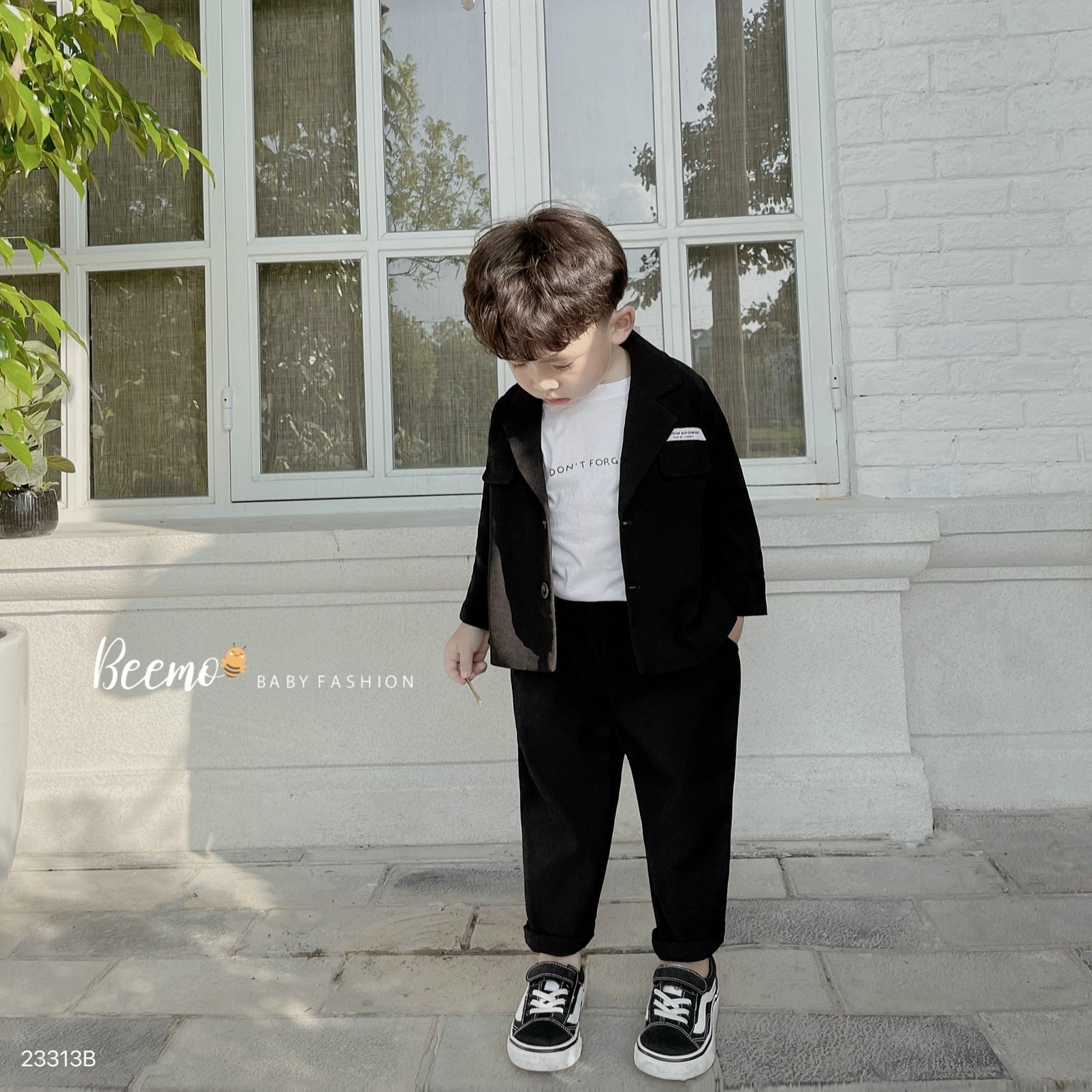 Set vest Beemo công tử 2 khuy phối nắp túi bé trai size 80-130