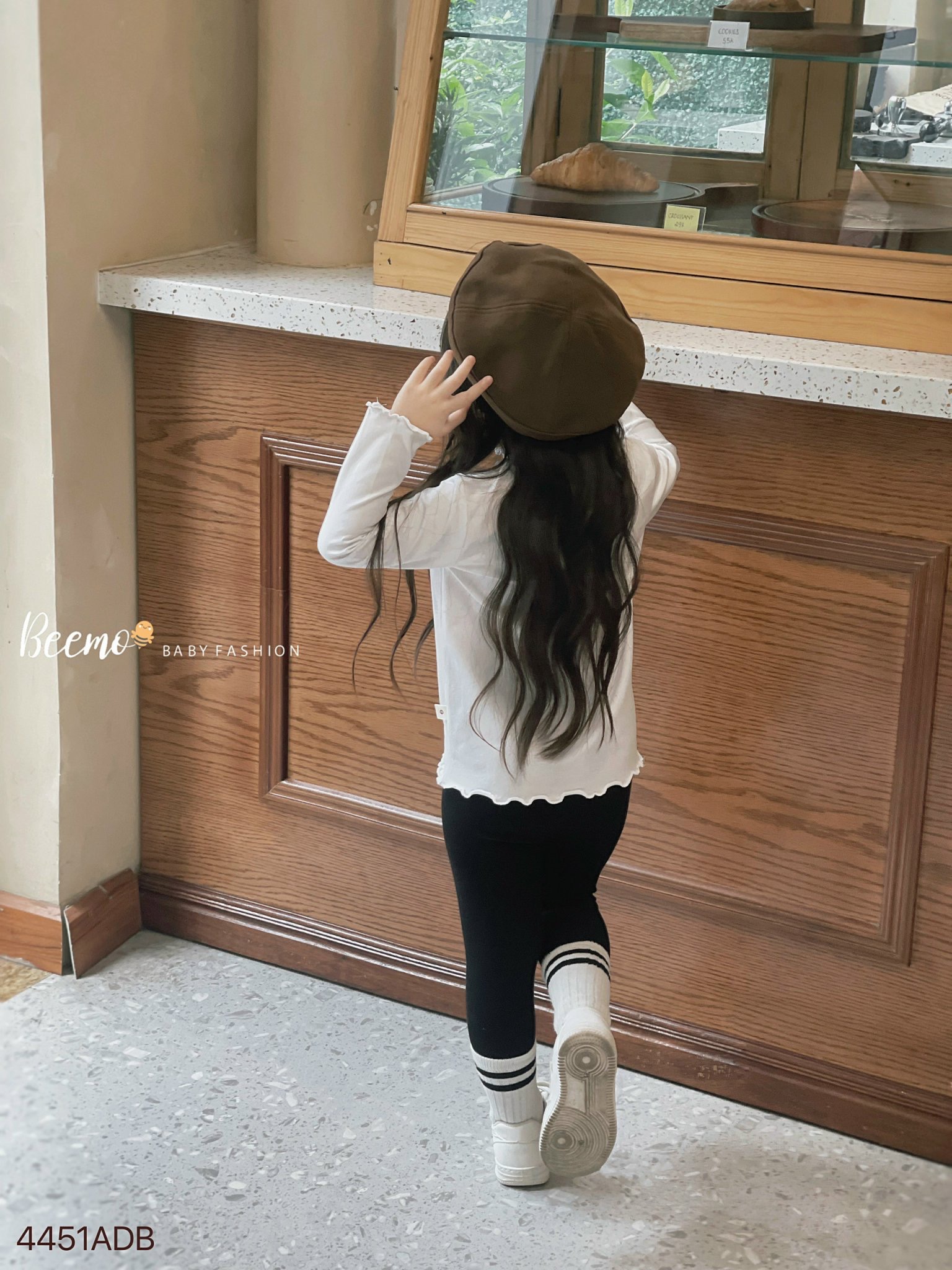 Áo cotton dài tay Beemo phối viền bèo in hình bé gái size 80-130
