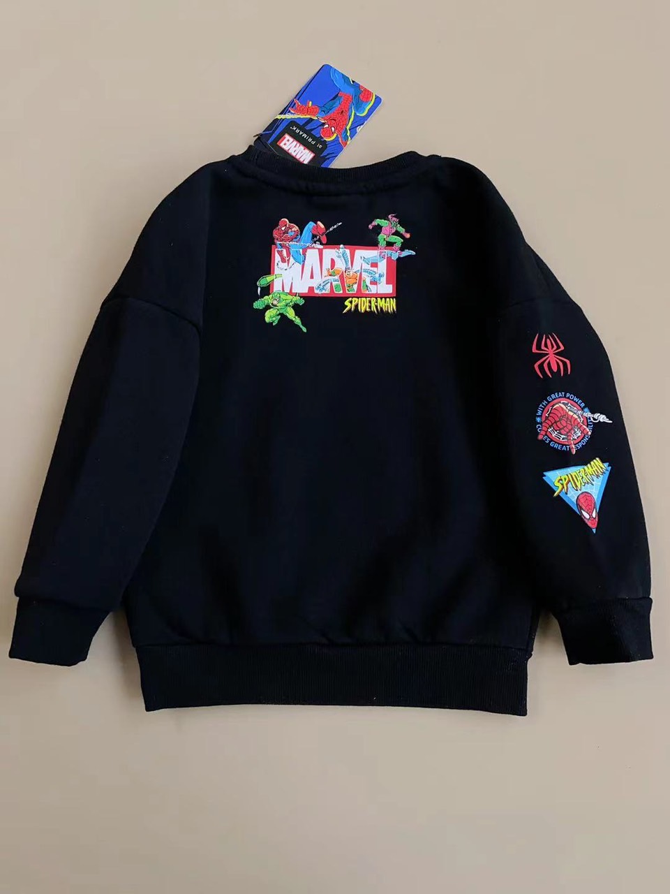 Bộ nỉ bông Marvel màu đen Spiderman size 2 -8y