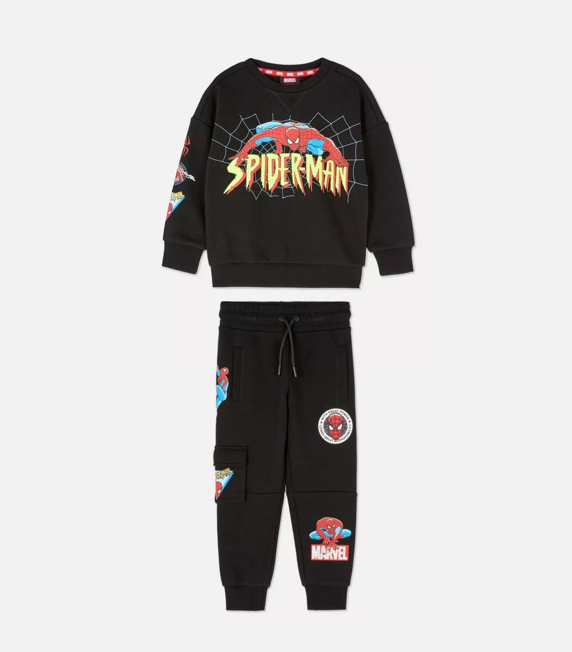 Bộ nỉ bông Marvel màu đen Spiderman size 2 -8y