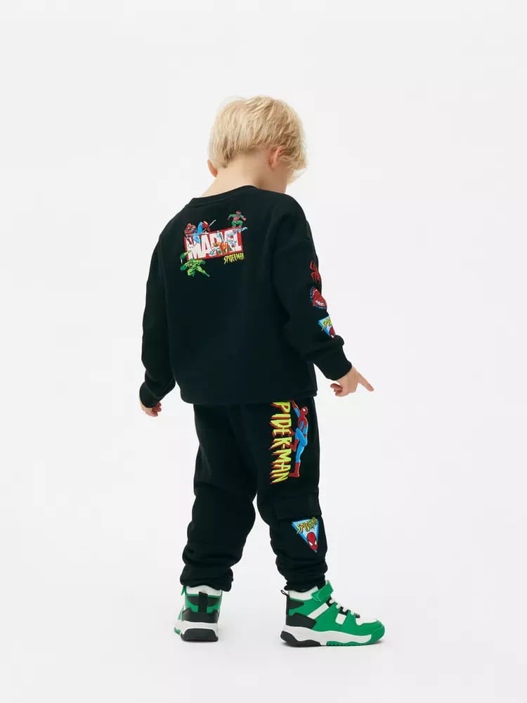 Bộ nỉ bông Marvel màu đen Spiderman size 2 -8y
