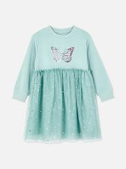 Váy nỉ Primark màu xanh mint hình bướm chân voan size 2 - 8y