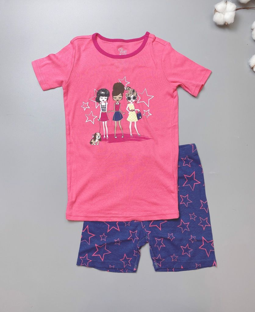 [30%] Bộ cotton Place hồng đậm cô gái