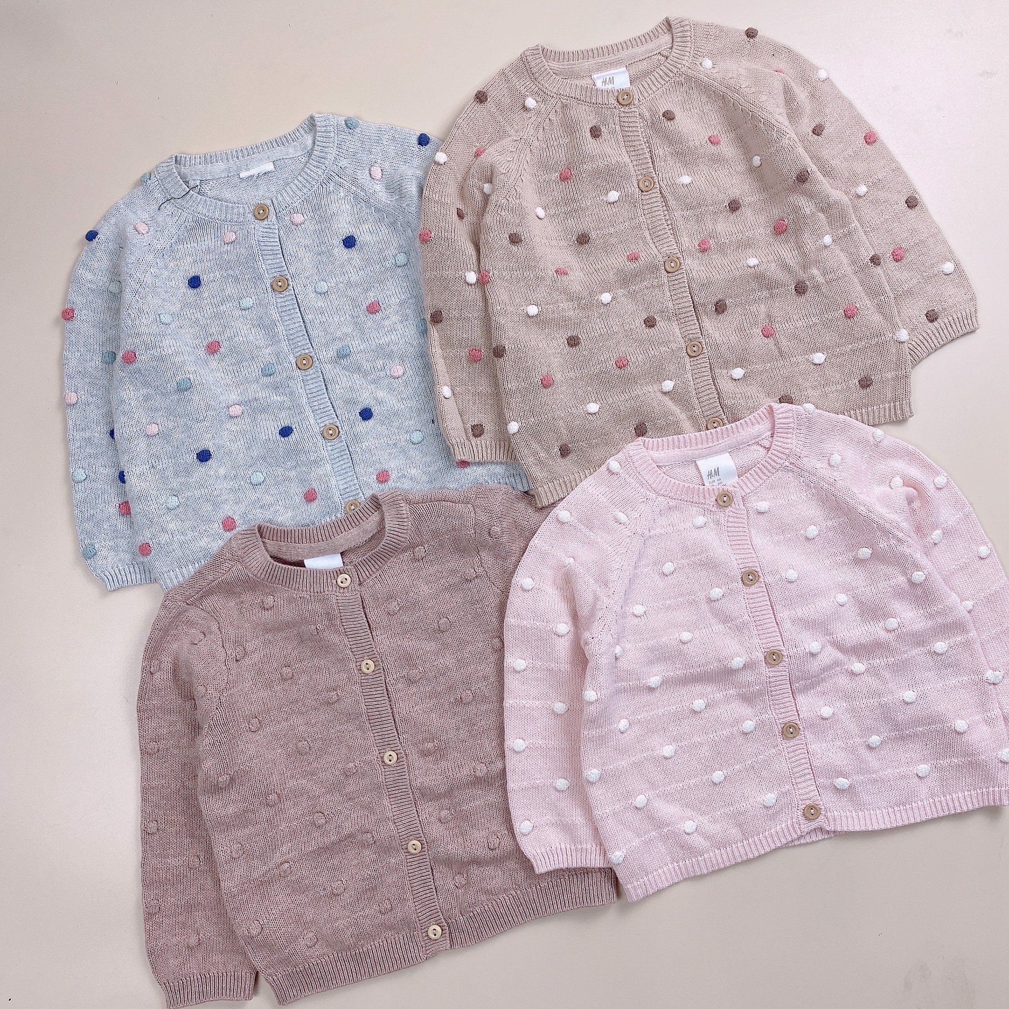 Cardigan len HM nhí nổi hạt gạo 4 màu BG size 2m - 4y