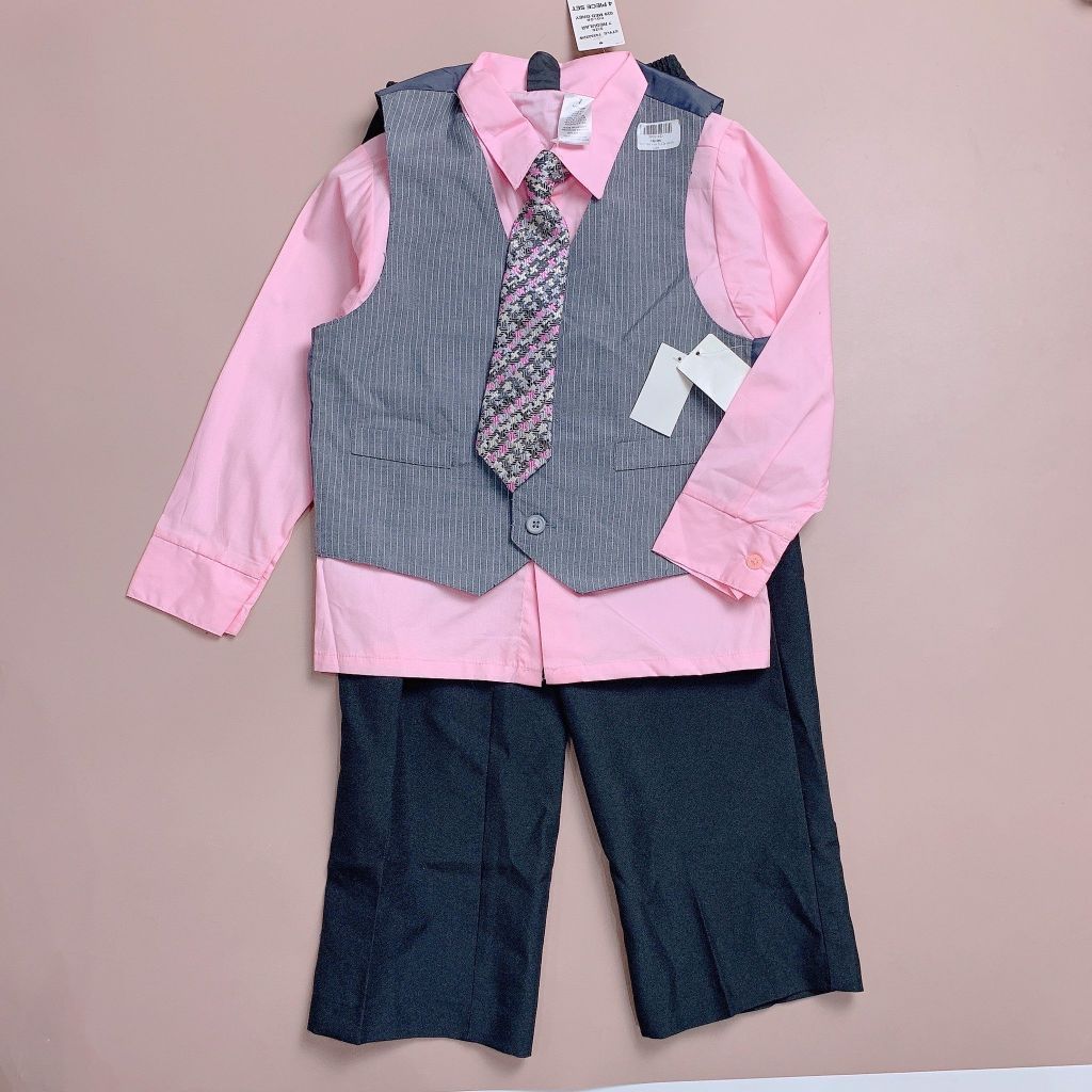 Set 4ct vest bé trai - hồng 7y