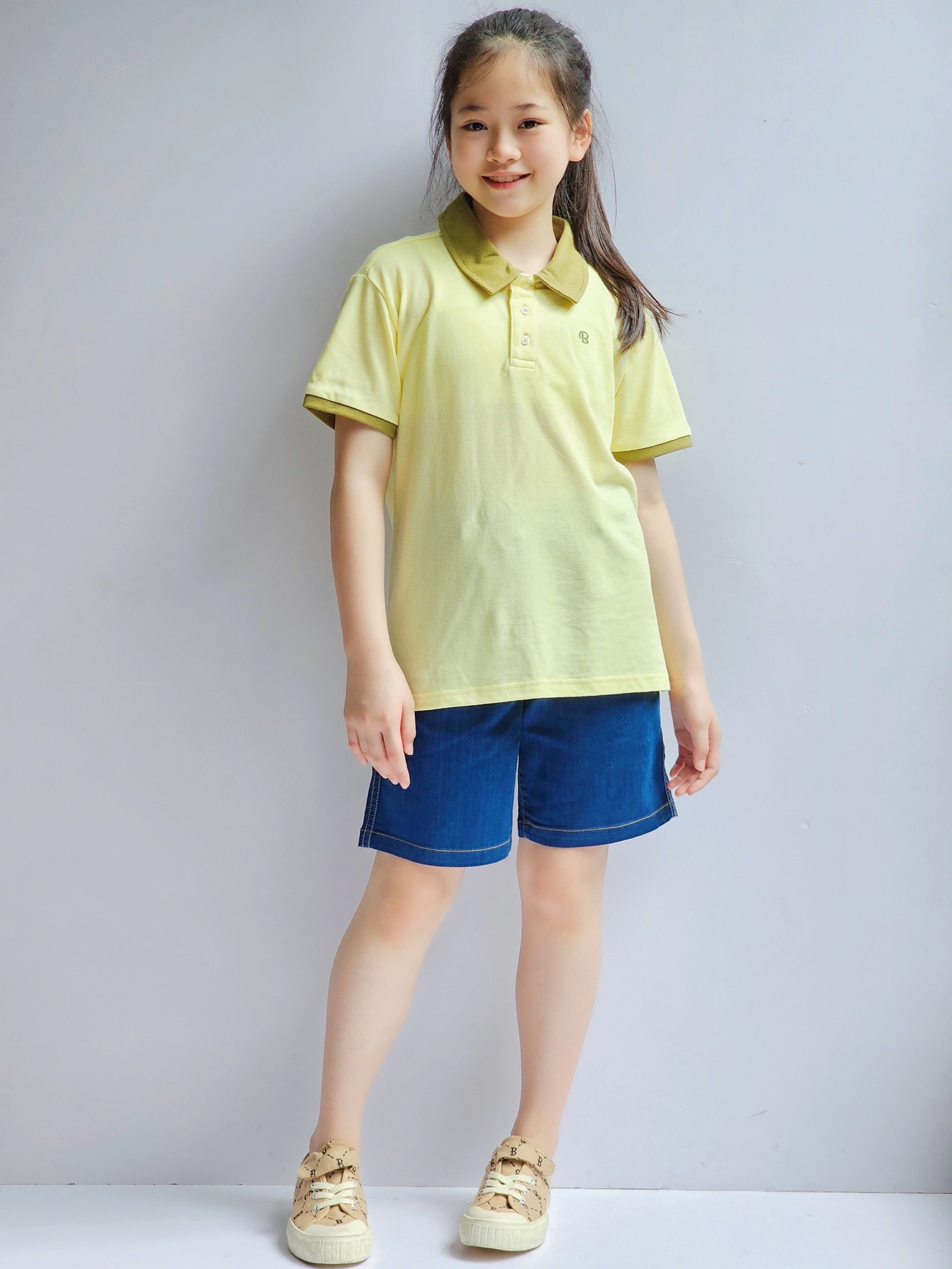 Áo polo Bee Mon 2 màu vàng/ rêu BTBG size 120-160