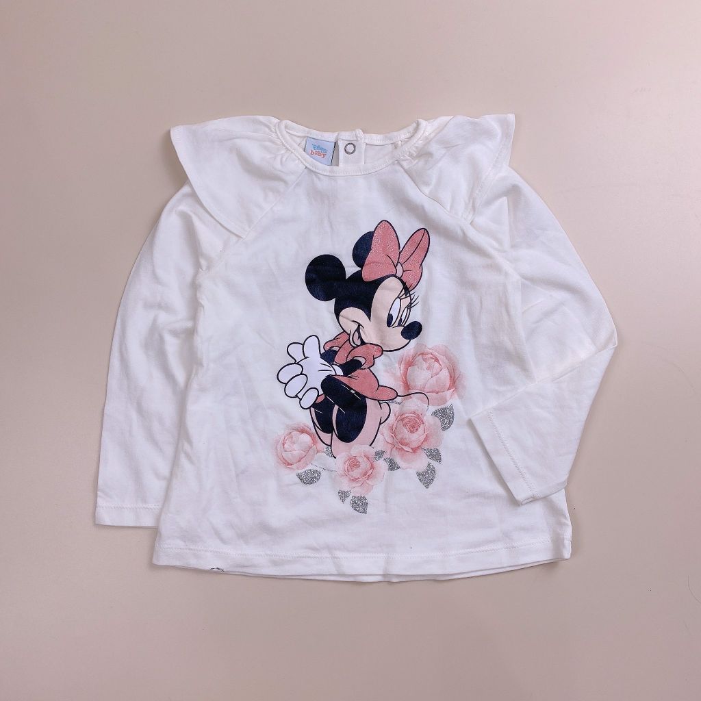 Áo cotton Disney Minnie Mouse Prenatal - màu trắng Minnie hoa hồng