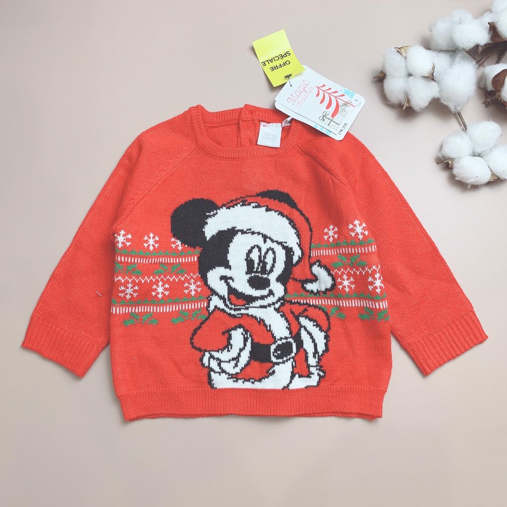 Áo len Disney Mickey đỏ noel
