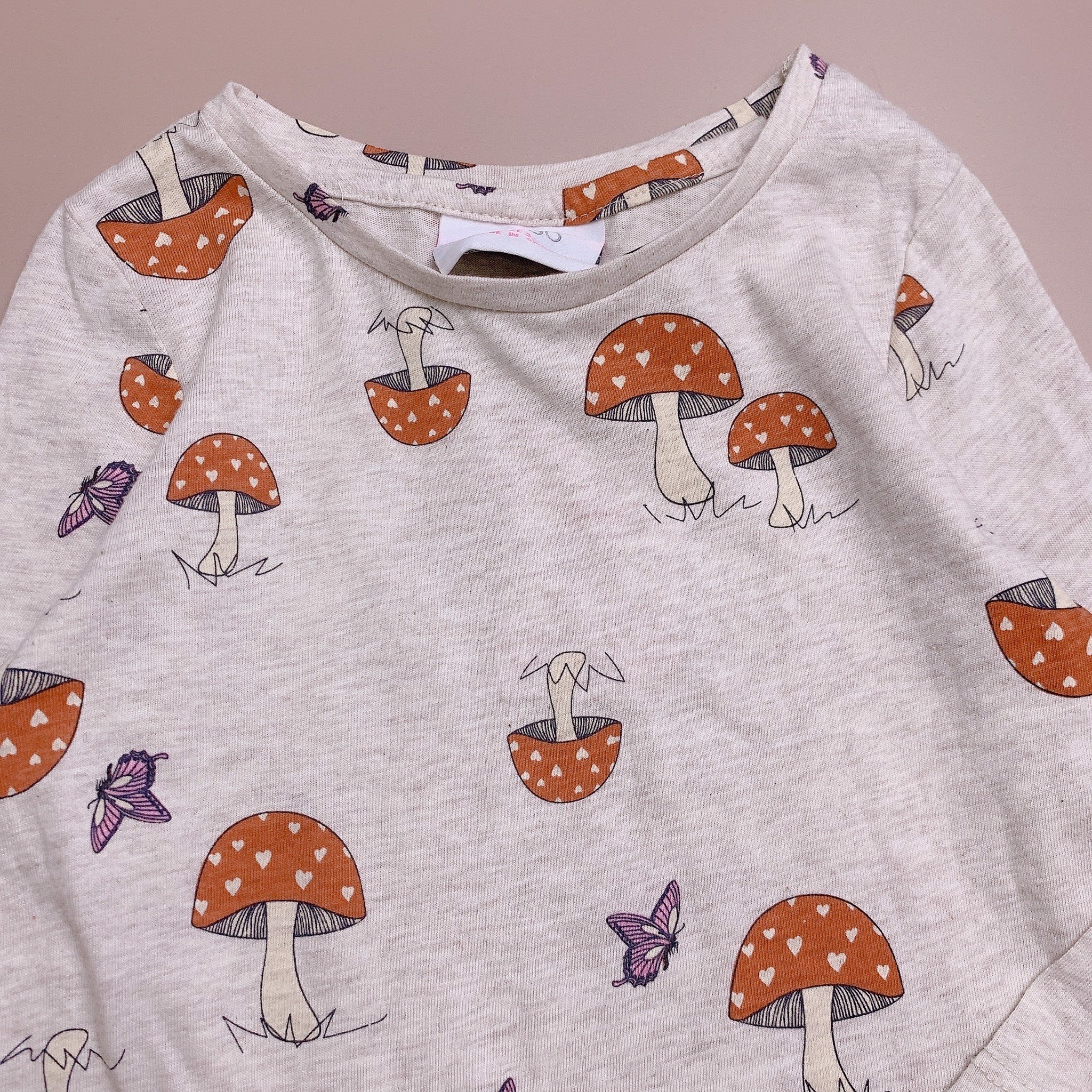 Váy cotton mini mango màu be hình nấm
