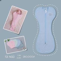 Túi ngủ Bu Baby - Kẻ xanh dương