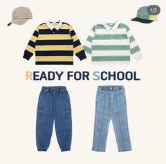 Áo thun da cá polo Laughing Child 3 màu kẻ size 100 - 160