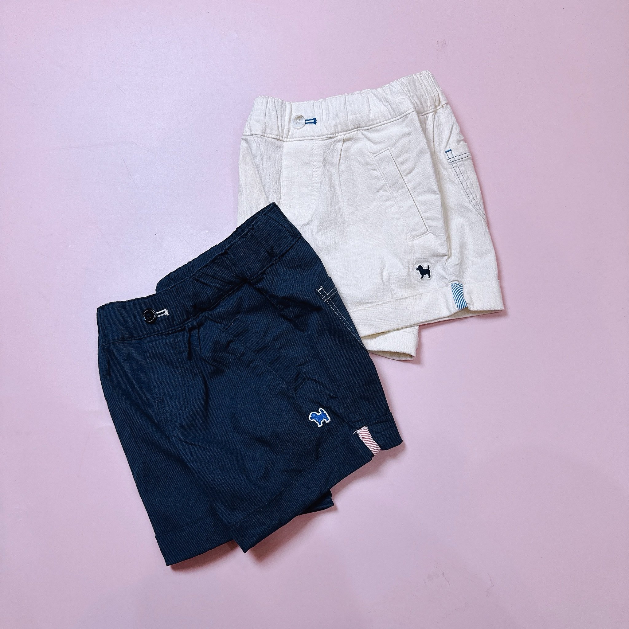 Quần short kaki chun Blue Dog chỉ phối gập gấu 2 màu kaki/navy cho bé size 90-120