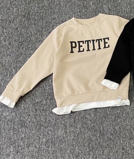 Áo nỉ Petite 4 màu phối gấu tay trắng size 105 - 140
