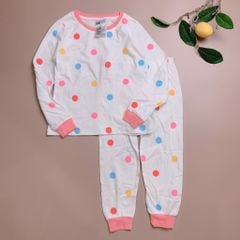 Bộ cotton HM dài tay trắng chấm bi sắc màu BG