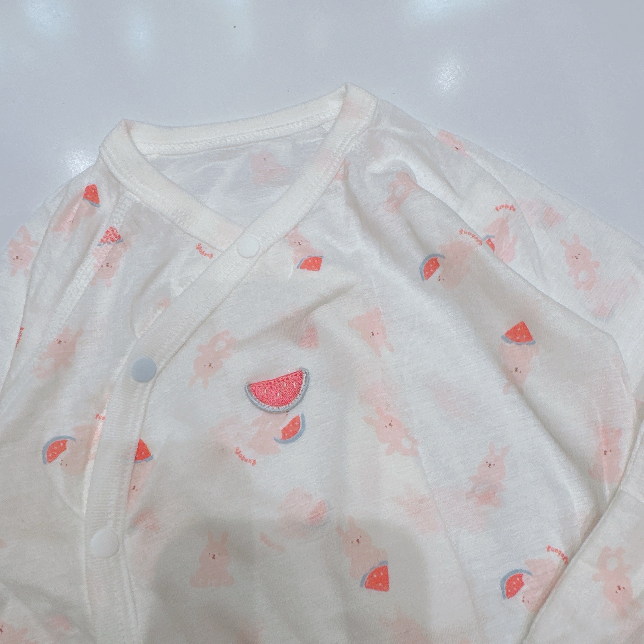 Body đùi cotton giấy Agabang xuất Hàn màu hồng thỏ dưa hấu size 70/80
