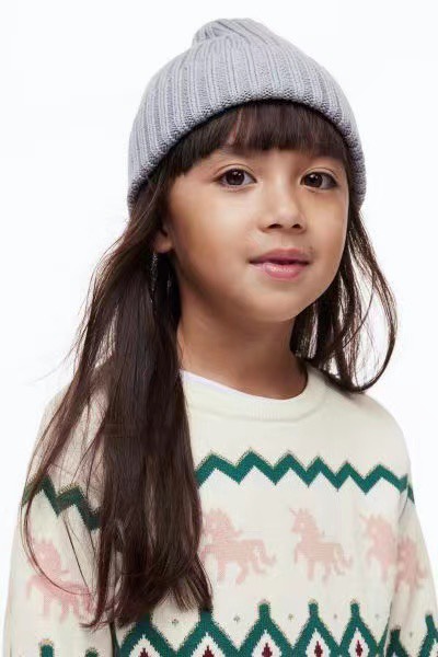 Áo len HM màu kem pony hồng phối họa tiết xanh rêu size 2 - 10y