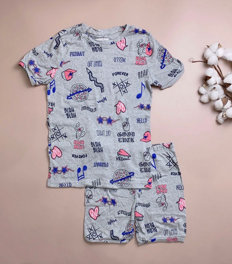 Bộ cotton Kirkland BG - màu ghi hình nốt nhạc tim hồng