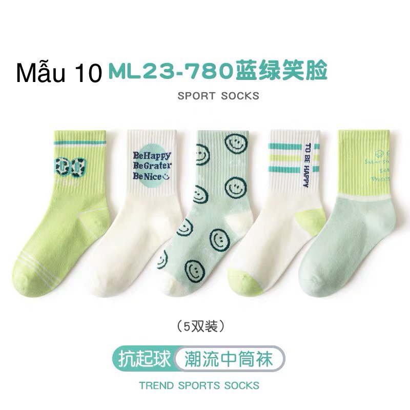 Set 5 tất Minliu Kids Socks nhiều hình Bé Gái size 2 - 12y