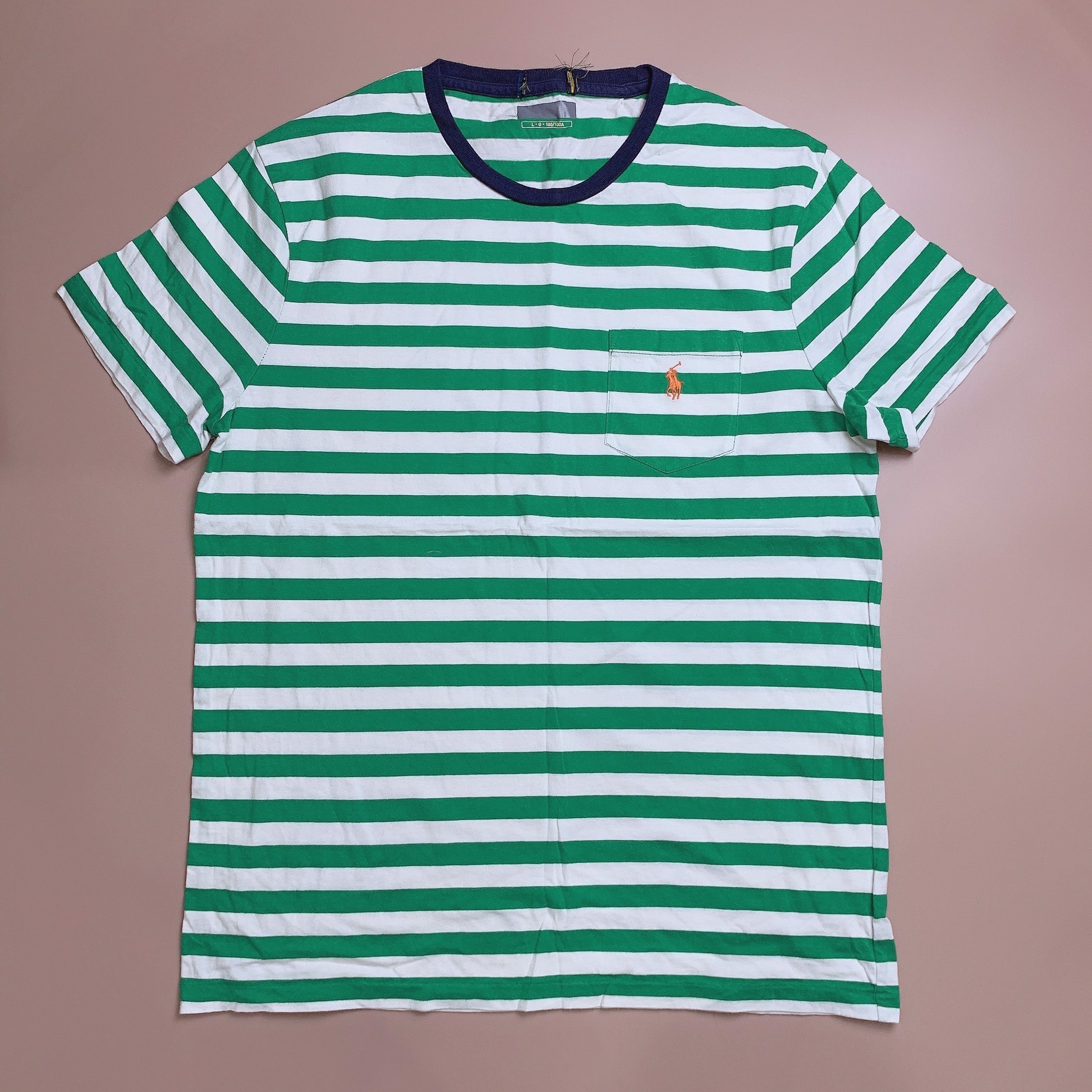 Áo cotton Polo (Bố) - kẻ xanh lá