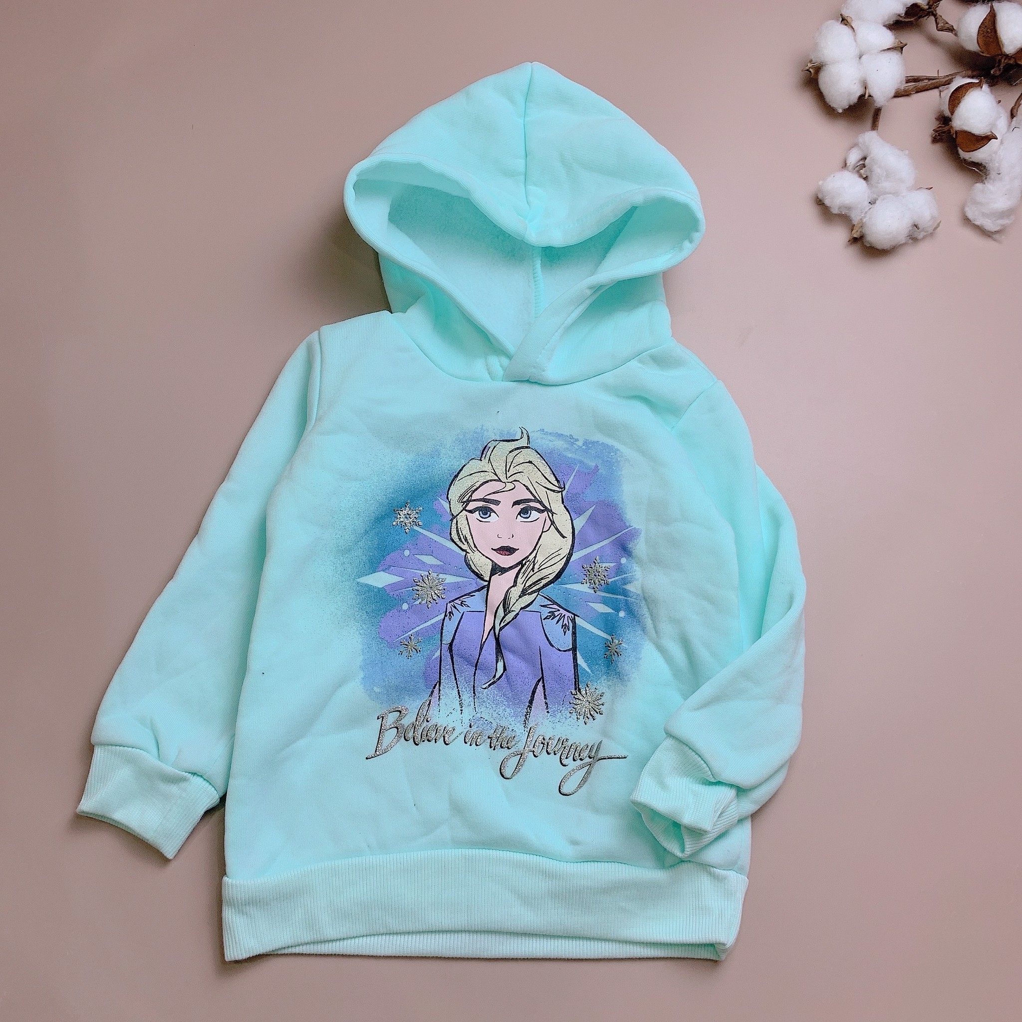Áo nỉ Hoodie Disney BG - màu xanh Elsa Believe in the journey