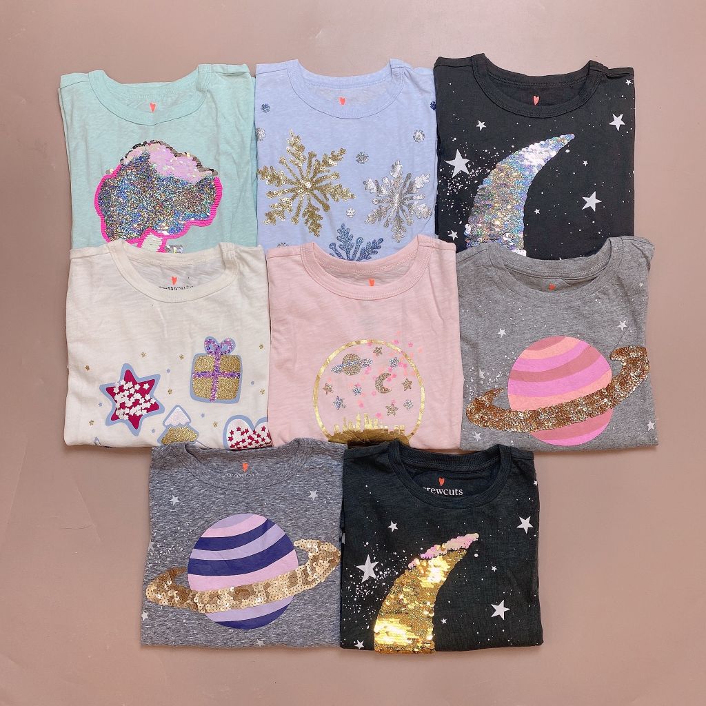 Áo cotton Crewcuts kim sa / nhũ nhiều hình size 5 - 14y - Bảng màu 2