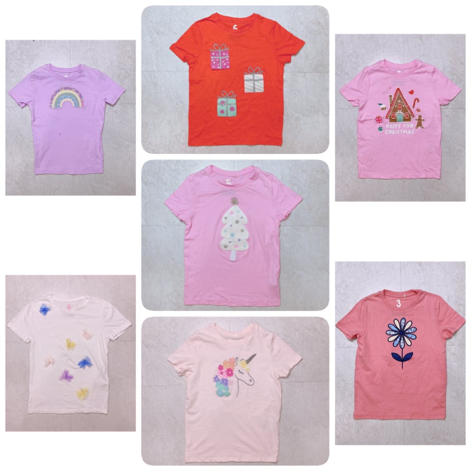 BM2 - Áo Cotton on dư xịn nhiều màu cho bé gái hoạ tiết thêu, 3D size 2-10y