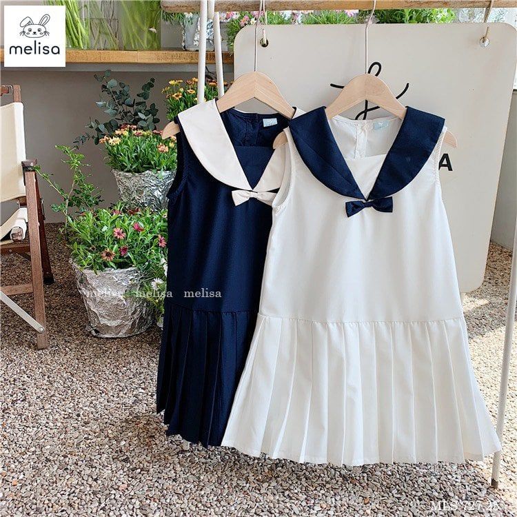 Váy Melisa thuỷ thủ 2 màu trắng/navy BG size 2-11y