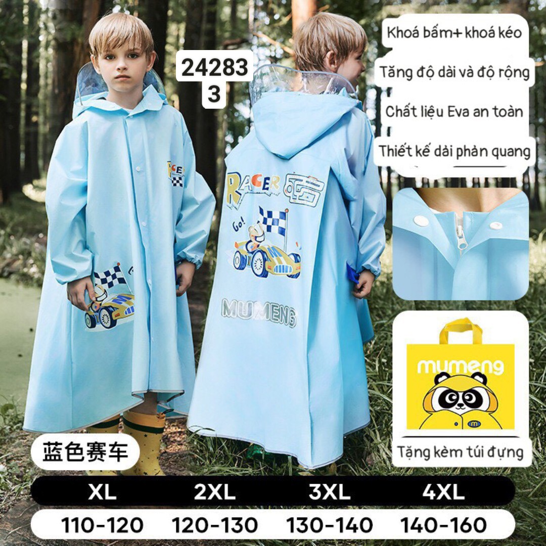 Áo mưa hoạt hình 3 mẫu BTBG size XL - 4XL