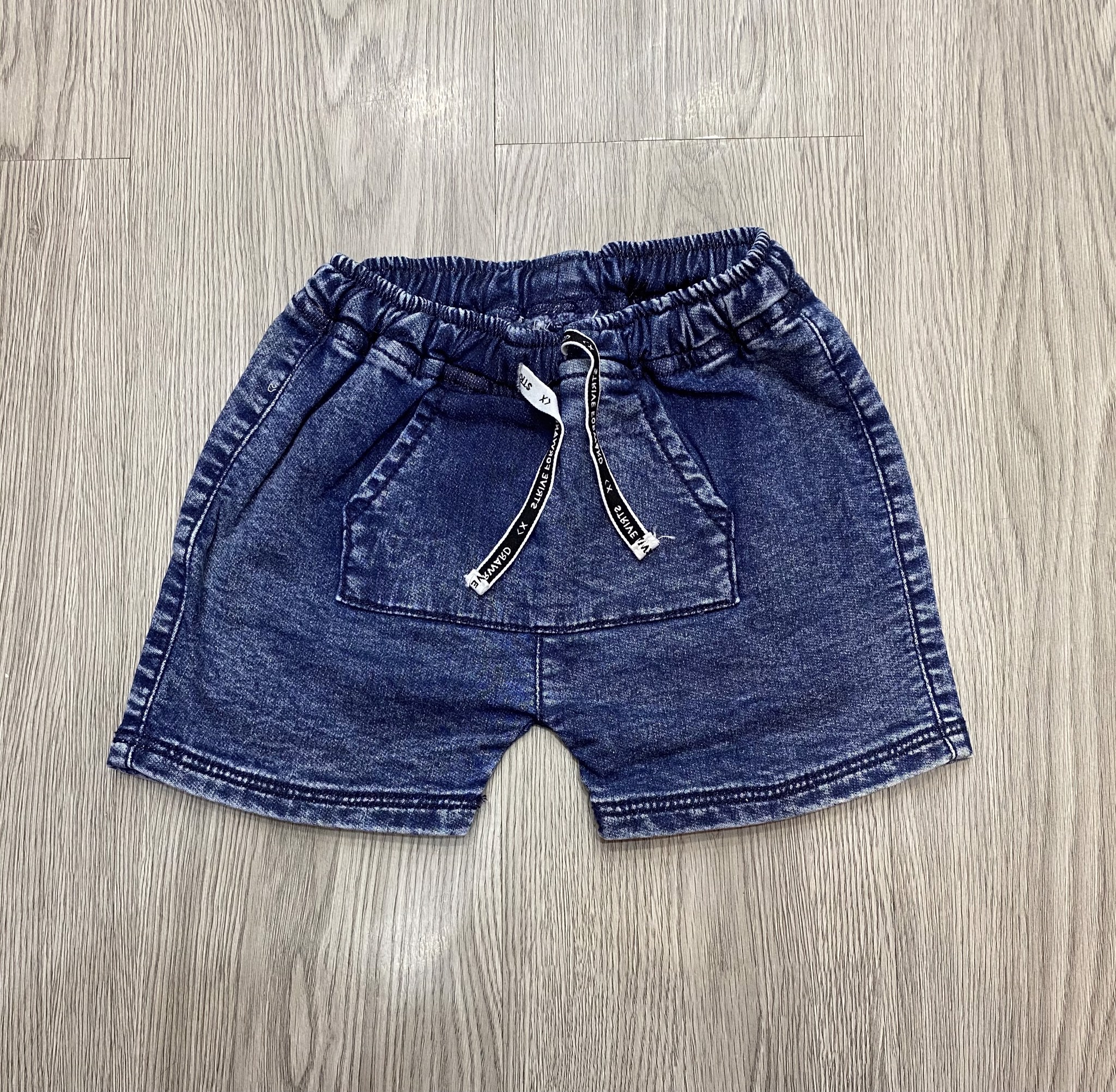 Quần short jean mềm zara màu xanh túi bụng