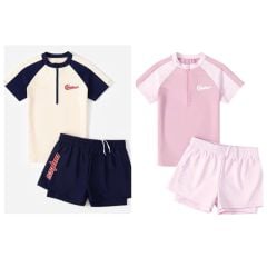 YY2376 - Bộ bơi YUKE 2ct bé gái dòng đại 2 màu be/hồng size 140-190