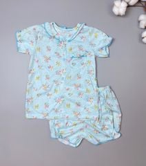 [30%] Bộ pyjama khuy dọc Moimolpi vải dư xanh hoa chùm nhí