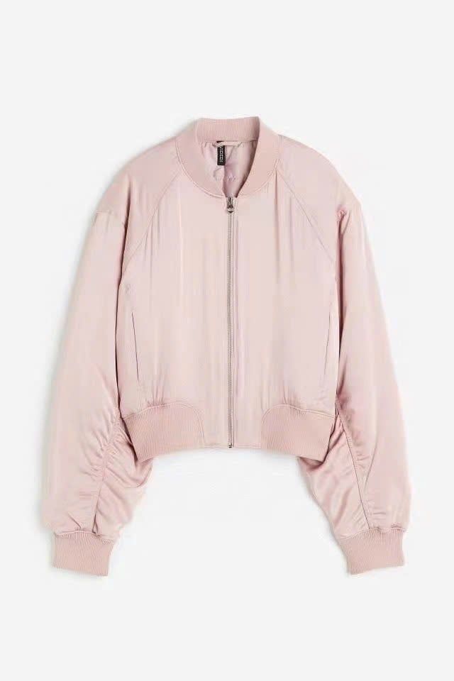Áo khoác bomber phao HM màu hồng satin cho mẹ size XXS - XL