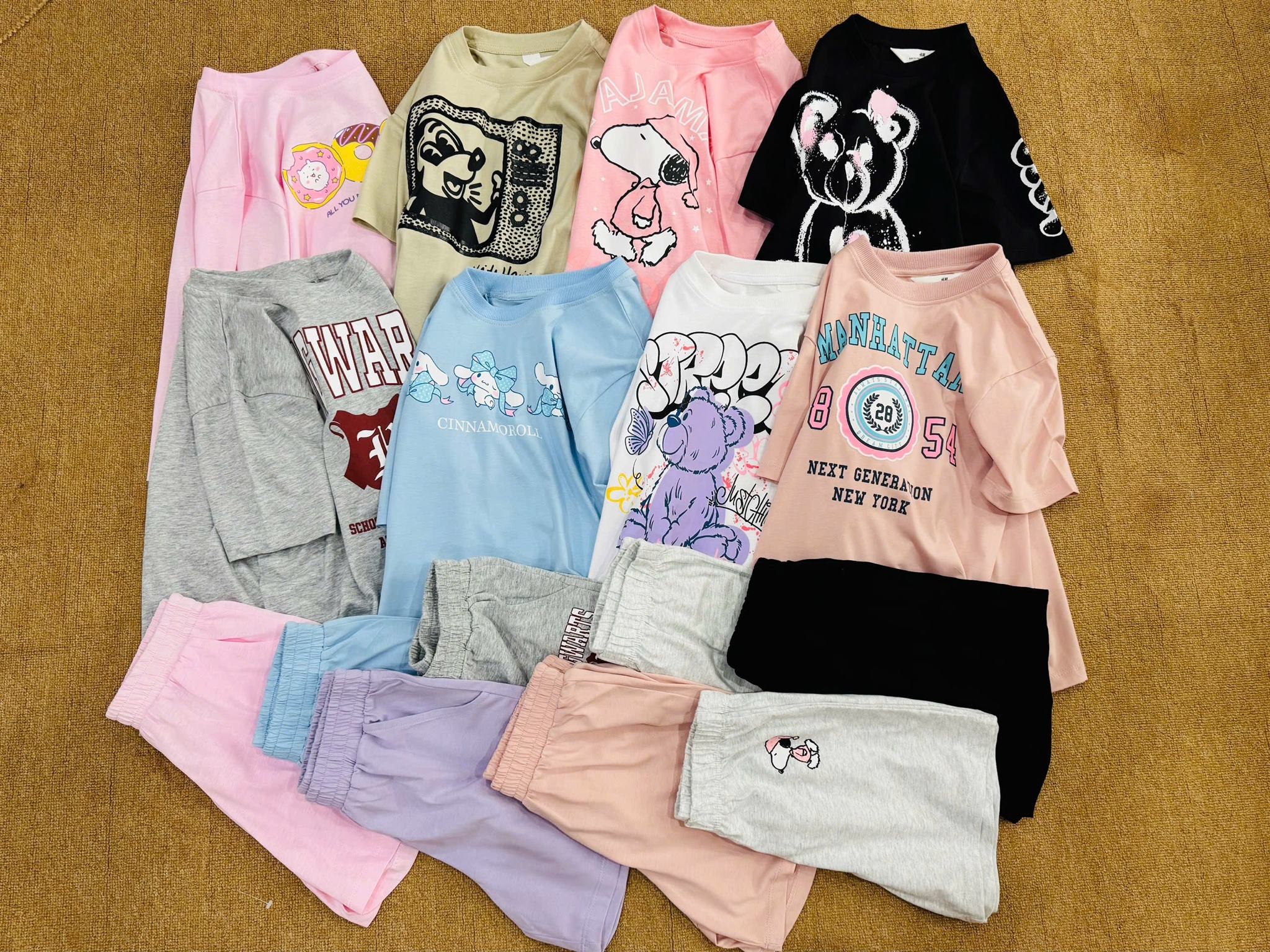 BM2 - Bộ cotton HM dòng đại nhiều màu bé gái size 6-14y