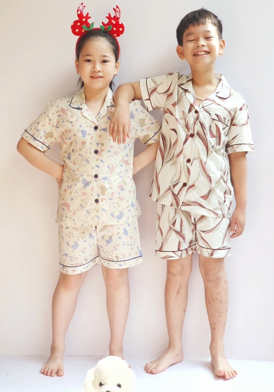 Bộ thô Pyjama Bee Mon 3 họa tiết cho Mẹ và Bé